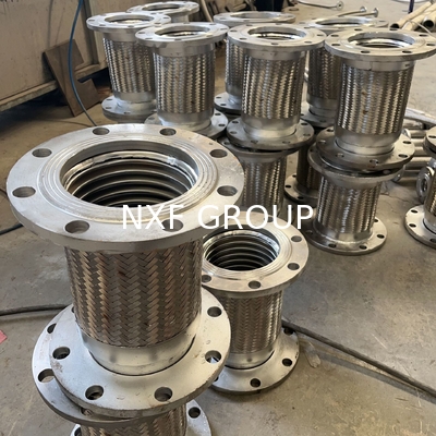 NXF Stainless Steel SS304/316 Wire Mesh Braided Hose Pipe Connection Flexible Bellow Metal Flange ANSI JIS ASME DIN ISO