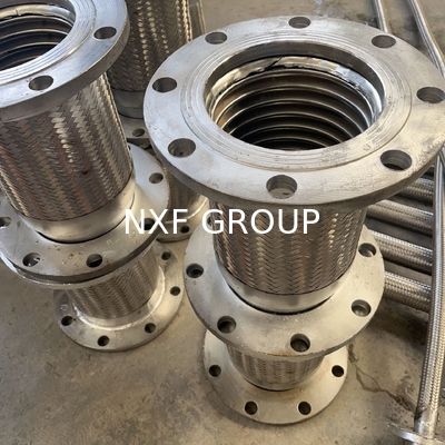 NXF Stainless Steel SS304/316 Wire Mesh Braided Hose Pipe Connection Flexible Bellow Metal Flange ANSI JIS ASME DIN ISO