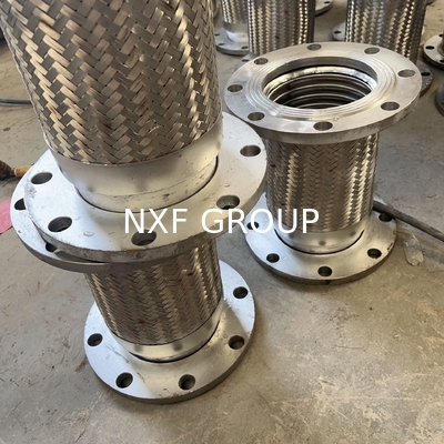 NXF Stainless Steel SS304/316 Wire Mesh Braided Hose Pipe Connection Flexible Bellow Metal Flange ANSI JIS ASME DIN ISO