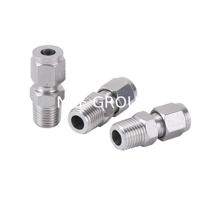 Customized Support OEM Stainless Steel 1/8-4 Inch Male Connectors Twin Ferrule Compression Tube Fittings for Sanitary