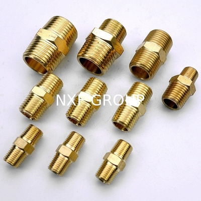 Customizable Brass HEX Nipple 1/8-4 INCH SCH80-SCH160 Pipe Connector with BSP Thread Casting Technics Fittings