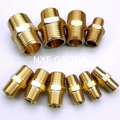 Customizable Brass HEX Nipple 1/8-4 INCH SCH80-SCH160 Pipe Connector with BSP Thread Casting Technics Fittings
