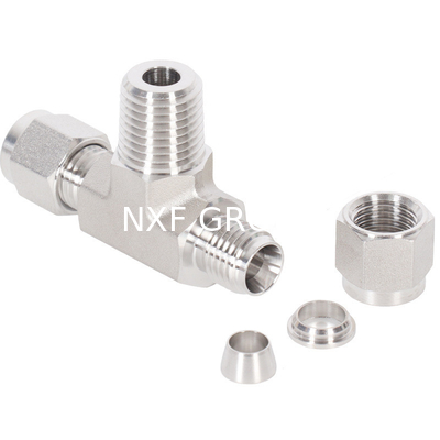 304/316 Stainless Steel Double Ferrule Compression Tube Fittings Tee Customized Support ODM Liquid Medium 1 Piece MOQ