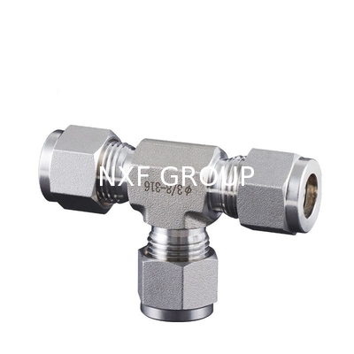 304/316 Stainless Steel Double Ferrule Compression Tube Fittings Tee Customized Support ODM Liquid Medium 1 Piece MOQ