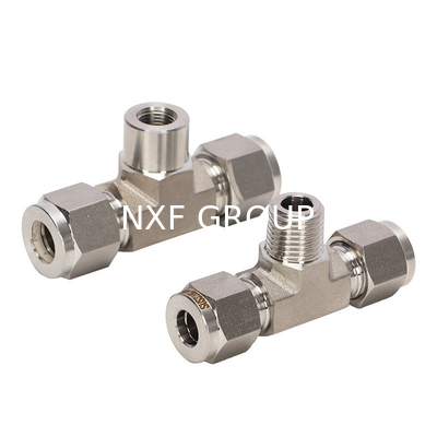 304/316 Stainless Steel Double Ferrule Compression Tube Fittings Tee Customized Support ODM Liquid Medium 1 Piece MOQ