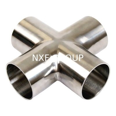 Round Head Code Sanitary Stainless Steel 304 316L Pipe Fittings Weld Tri Clamp Cross 4 Way Cross for ANSI JIS DIN ASME Standard