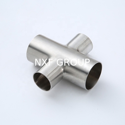 Round Head Code Sanitary Stainless Steel 304 316L Pipe Fittings Weld Tri Clamp Cross 4 Way Cross for ANSI JIS DIN ASME Standard
