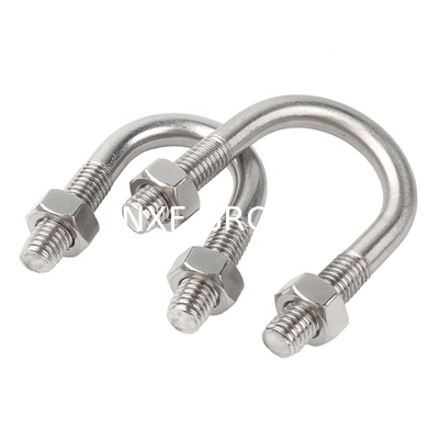 Plain Finish U Type Head Style ASTM A193 B6 SUS410 U-Bolt with Clamp Bracket 2PCS Non-Serrated Hex Flange Nuts