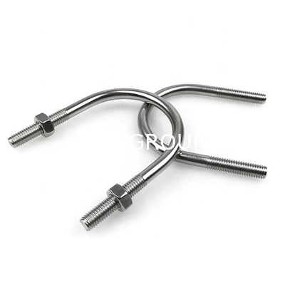 Plain Finish U Type Head Style ASTM A193 B6 SUS410 U-Bolt with Clamp Bracket 2PCS Non-Serrated Hex Flange Nuts