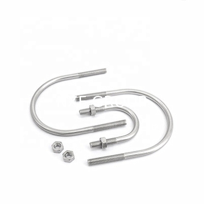 Plain Finish U Type Head Style ASTM A193 B6 SUS410 U-Bolt with Clamp Bracket 2PCS Non-Serrated Hex Flange Nuts