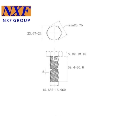 Hastelloy C-276 DIN933 M16*60mm Hexagon Head Bolt with Plain Finish ANSI Standard
