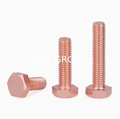DIN933 DIN931 M3 M4 M6 M8 M10 Hex Copper Bolts C1100 T2 for Secure Fastening DIN Standard Hexagon Head Copper