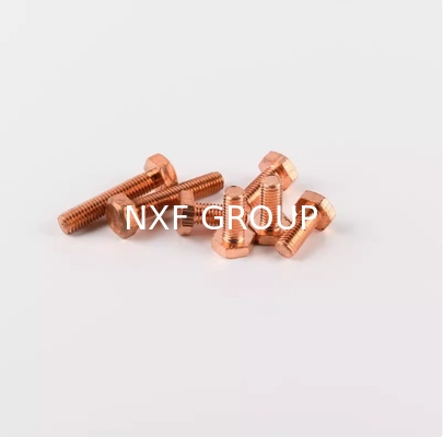 DIN933 DIN931 M3 M4 M6 M8 M10 Hex Copper Bolts C1100 T2 for Secure Fastening DIN Standard Hexagon Head Copper