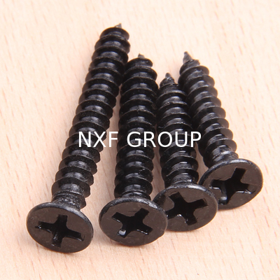 NXF ASTM JIS EN  S235JR/A105JRB/DINST37-2/JISSS400 Carbon Steel  M1.6 Steel Countersunk Black Head Self Tapping Screws