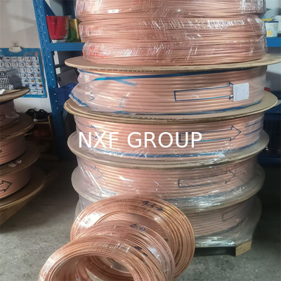NXF ASTM B280/EN12735/JISH3300 C11000 C12200  Diameter 3.6-28.58mm Thickness 0.28-1.20mm Length 50m Copper Plain Tube