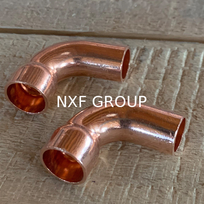 NXF ASTM B280/EN12735/JISH3300 C11000 C12200 DN15-1200 SCH10-XXS LR SR 45° 90° Butt Welding Copper Elbow